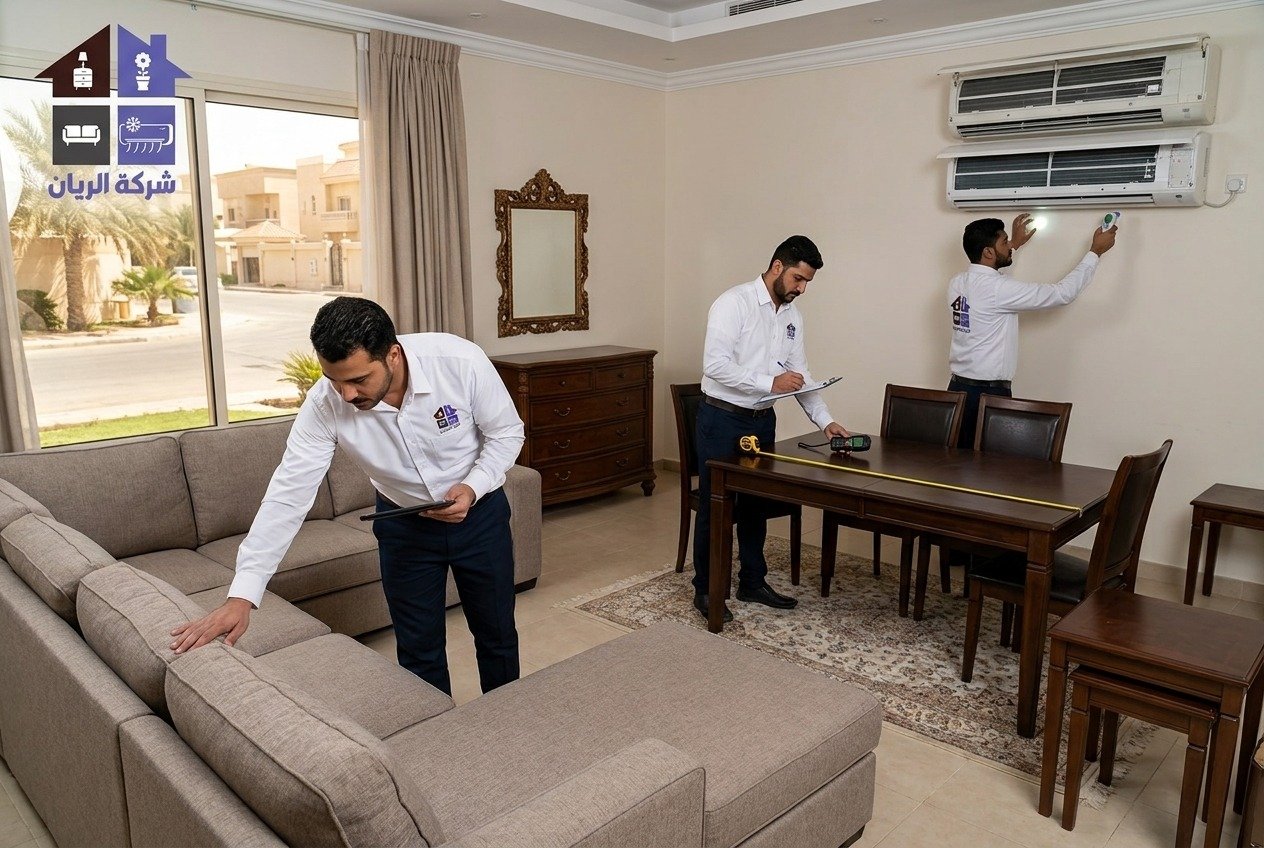 معاينة وتقييم أثاث مستعمل داخل منزل في حي العارض بالرياض