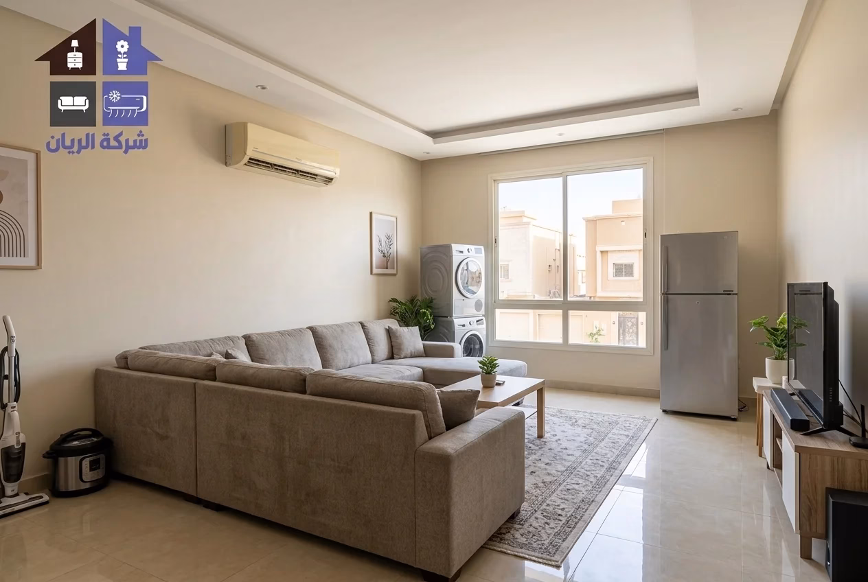فك وتحميل أثاث مستعمل من منزل العميل عاملان يحمّلان دولاباً مفكوكاً ومغلّفاً إلى سيارة نقل أمام منزل
